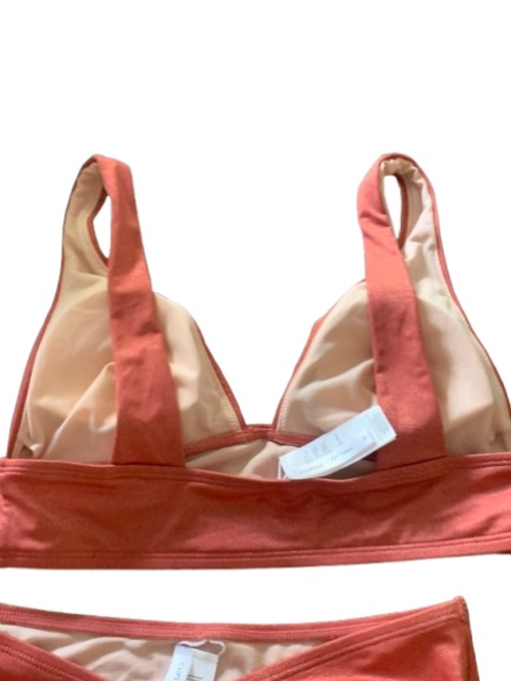 NWT CUPSHE Terra Cotta Bikini Set Triangle Top High Leg Bottom Size Medium - Picture 3 of 6